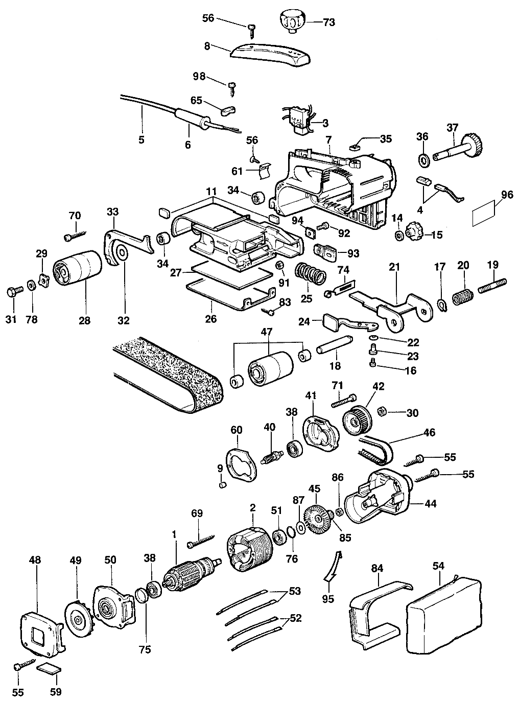 Default Diagram and Parts List for B4023 Type 5 Black and Decker Sander Polisher